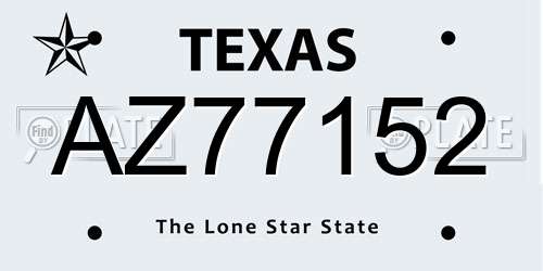 AZ77152 Texas License Plate