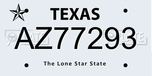 AZ77293 Texas License Plate