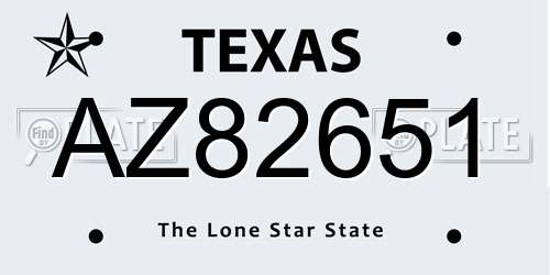 AZ82651 Texas License Plate