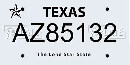 AZ85132 Texas License Plate