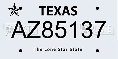 AZ85137 Texas License Plate