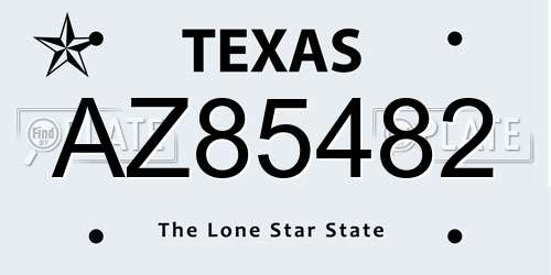 AZ85482 Texas License Plate