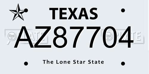 AZ87704 Texas License Plate