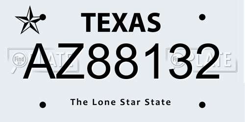 AZ88132 Texas License Plate