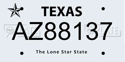 AZ88137 Texas License Plate