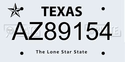 AZ89154 Texas License Plate