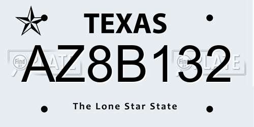 AZ8B132 Texas License Plate