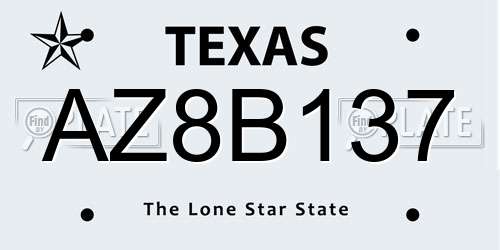 AZ8B137 Texas License Plate