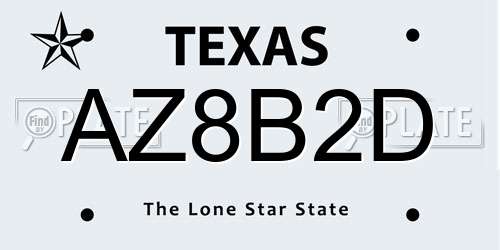 AZ8B2D Texas License Plate