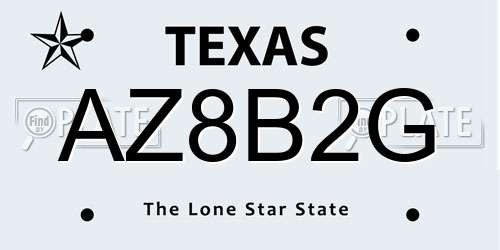 AZ8B2G Texas License Plate