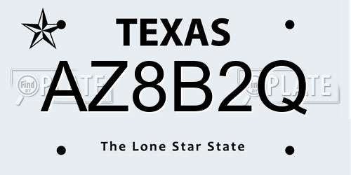 AZ8B2Q Texas License Plate