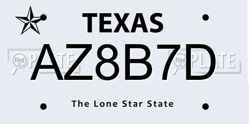 AZ8B7D Texas License Plate