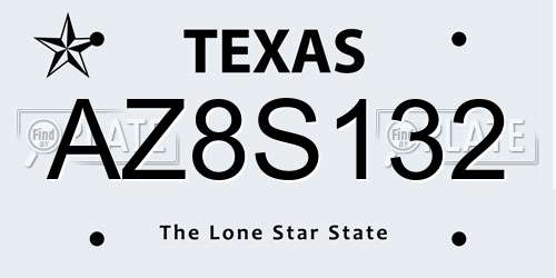 AZ8S132 Texas License Plate