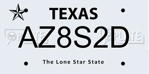 AZ8S2D Texas License Plate
