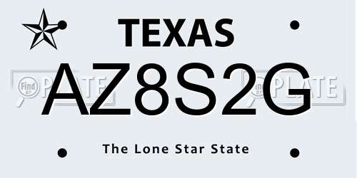 AZ8S2G Texas License Plate