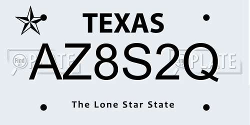 AZ8S2Q Texas License Plate