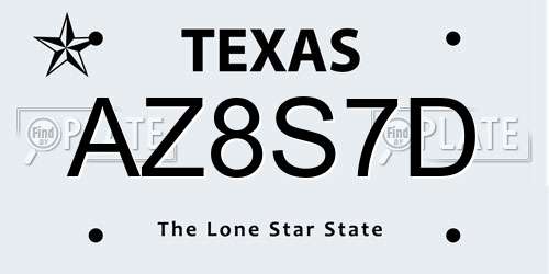 AZ8S7D Texas License Plate