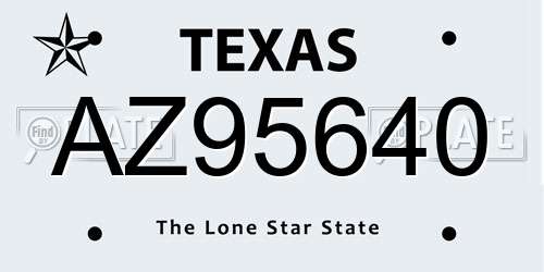 AZ95640 Texas License Plate