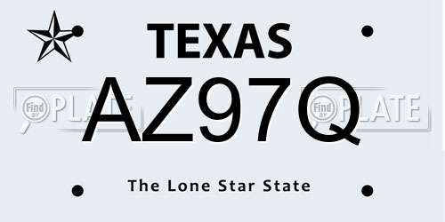 AZ97Q Texas License Plate