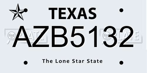 AZB5132 Texas License Plate