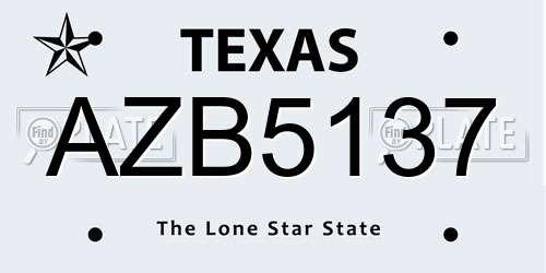 AZB5137 Texas License Plate