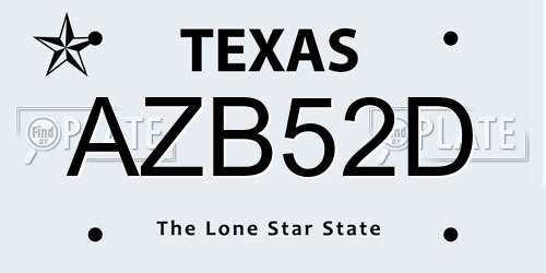 AZB52D Texas License Plate