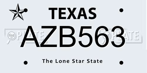 AZB563 Texas License Plate