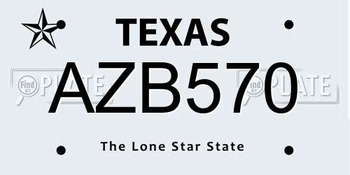 AZB570 Texas License Plate