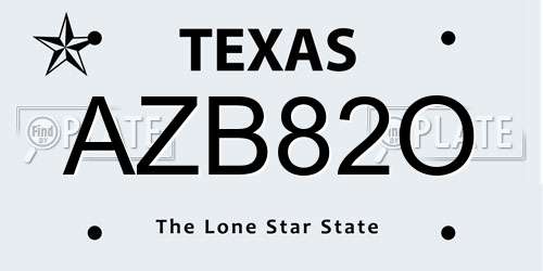 AZB82O Texas License Plate