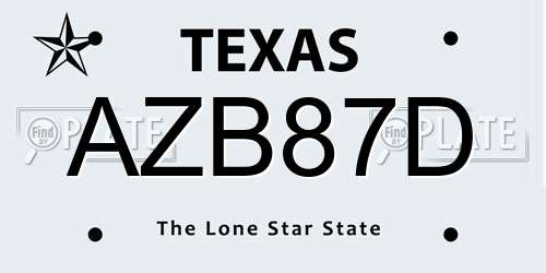 AZB87D Texas License Plate