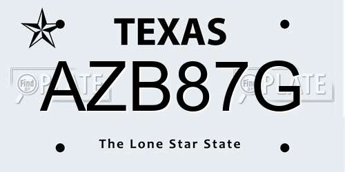 AZB87G Texas License Plate