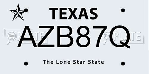 AZB87Q Texas License Plate