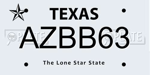 AZBB63 Texas License Plate