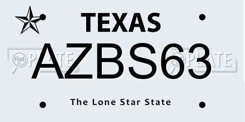 AZBS63 Texas License Plate
