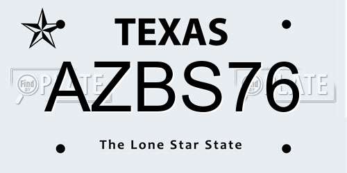 AZBS76 Texas License Plate