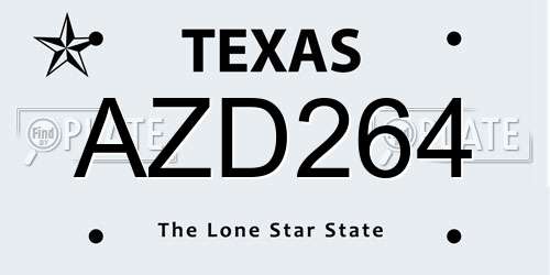 AZD264 Texas License Plate