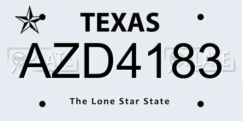 AZD4183 Texas License Plate