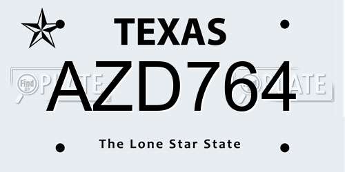 AZD764 Texas License Plate