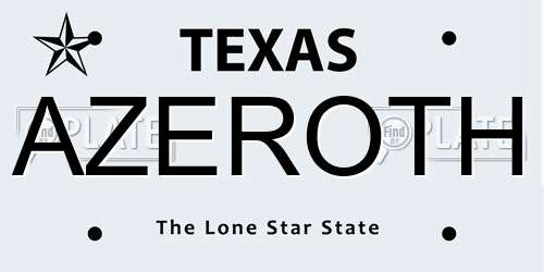 AZEROTH Texas License Plate