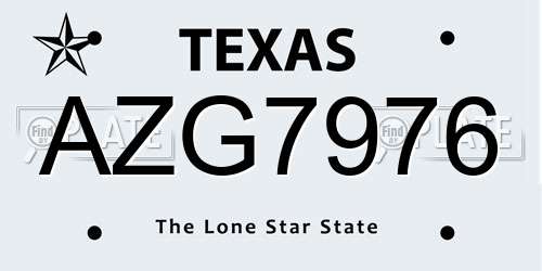AZG7976 Texas License Plate