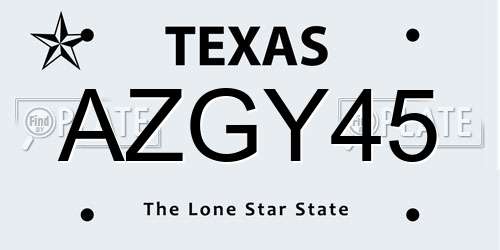 AZGY45 Texas License Plate