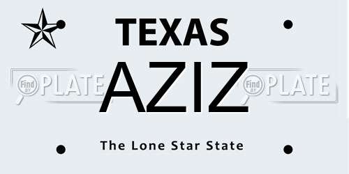 AZIZ Texas License Plate