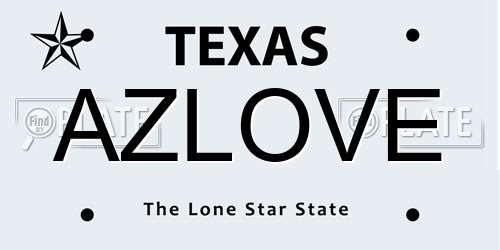 AZLOVE Texas License Plate