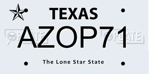 AZOP71 Texas License Plate