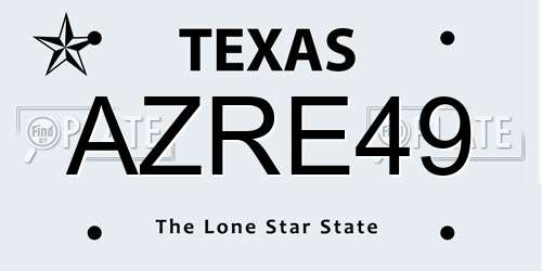 AZRE49 Texas License Plate