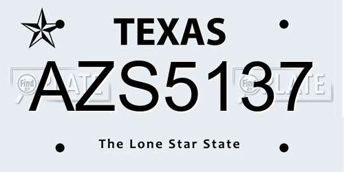AZS5137 Texas License Plate