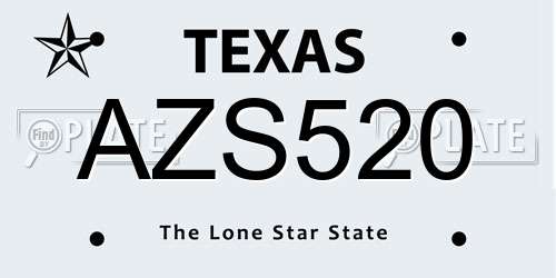 AZS520 Texas License Plate