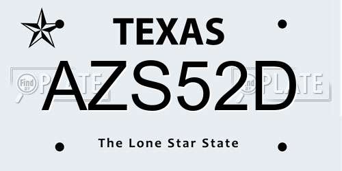 AZS52D Texas License Plate