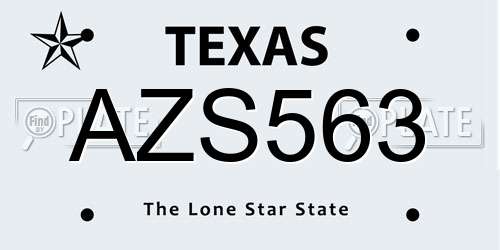 AZS563 Texas License Plate