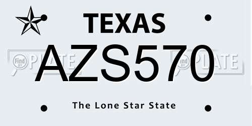 AZS570 Texas License Plate
